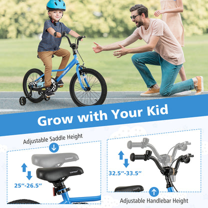 18 Inch Kids Bike with Removable Training Wheels for Aged 4-8 Years Old, Blue Kids Bike at Gallery Canada