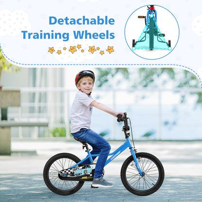 18 Inch Kids Bike with Removable Training Wheels for Aged 4-8 Years Old, Blue Kids Bike at Gallery Canada