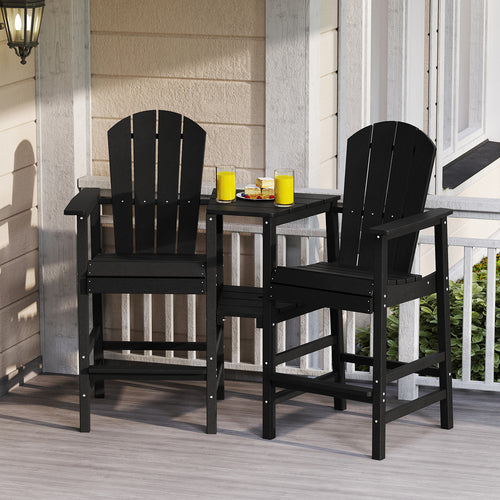 2-Seat Adirondack Chair All-Weather Adirondack Chair with Double Connecting Tray, Black