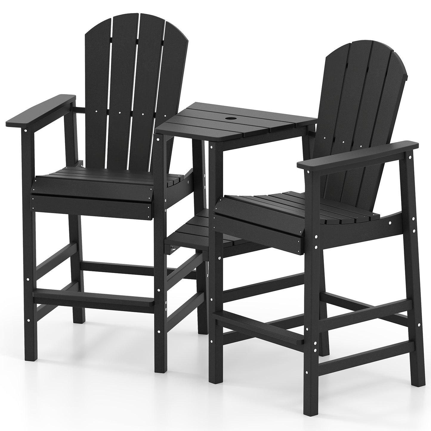 2-Seat Adirondack Chair All-Weather Adirondack Chair with Double Connecting Tray, Black Adirondack Chairs at Gallery Canada