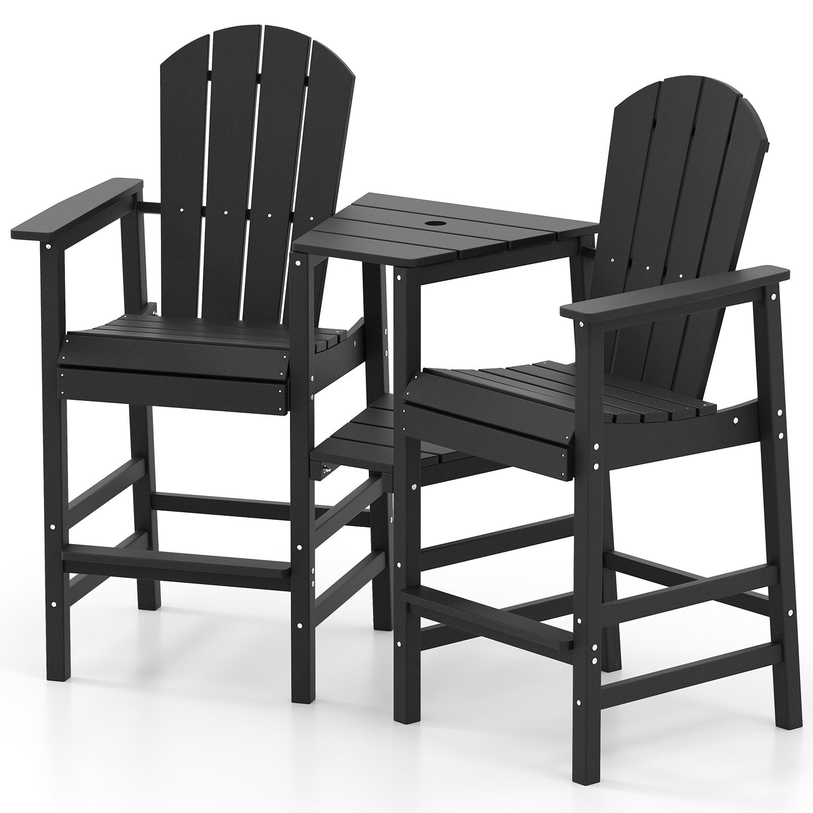 2-Seat Adirondack Chair All-Weather Adirondack Chair with Double Connecting Tray, Black Adirondack Chairs at Gallery Canada