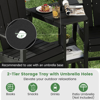 2-Seat Adirondack Chair All-Weather Adirondack Chair with Double Connecting Tray, Black Adirondack Chairs at Gallery Canada