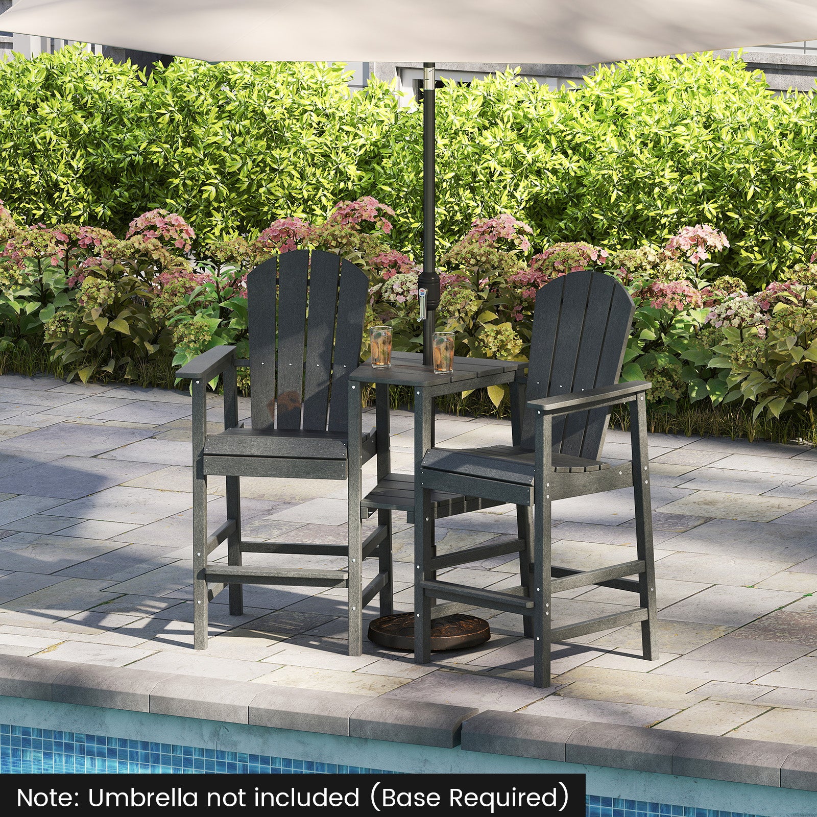 2-Seat Adirondack Chair All-Weather Adirondack Chair with Double Connecting Tray, Gray Adirondack Chairs at Gallery Canada