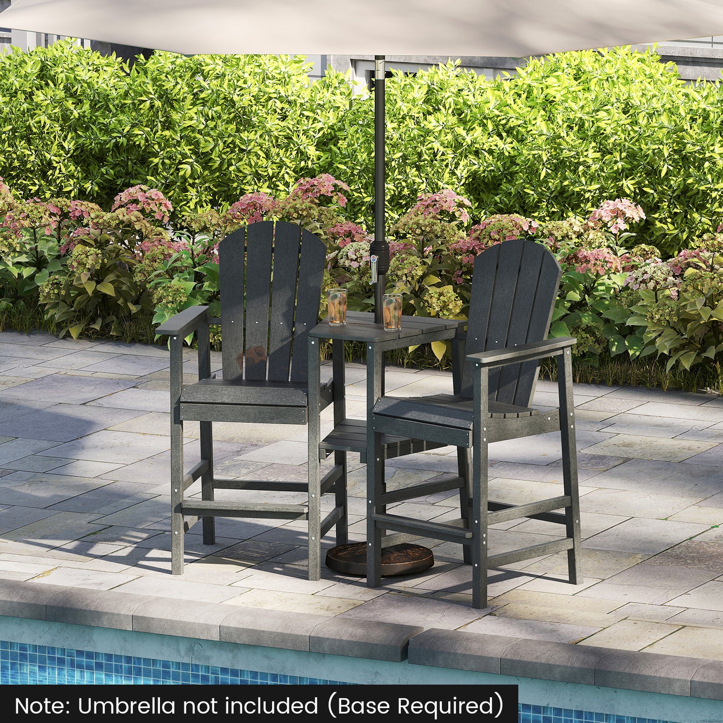 2-Seat Adirondack Chair All-Weather Adirondack Chair with Double Connecting Tray, Gray Adirondack Chairs at Gallery Canada