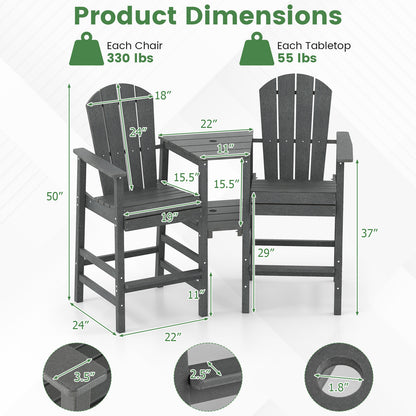 2-Seat Adirondack Chair All-Weather Adirondack Chair with Double Connecting Tray, Gray Adirondack Chairs at Gallery Canada