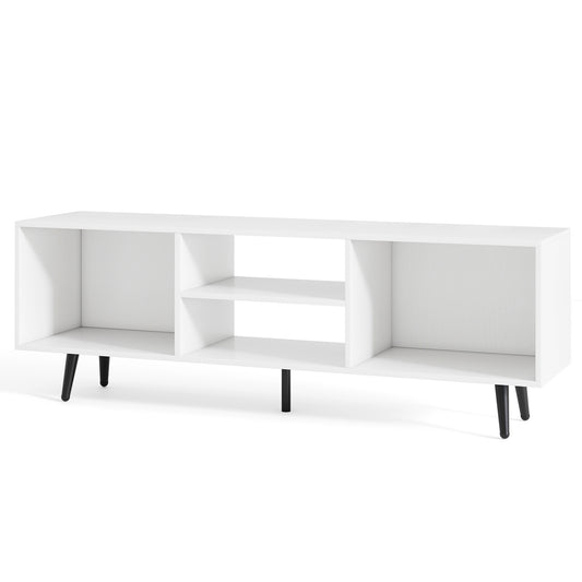 47.5 Inches TV Stand for 55-Inch TV with Compartments and Metal Legs, White Entertainment Centers & TV Stands White at Gallery Canada