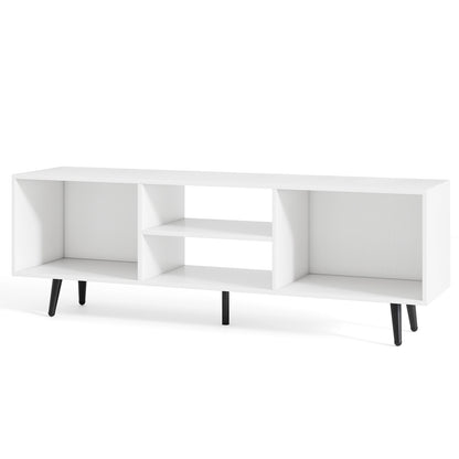 47.5 Inches TV Stand for 55-Inch TV with Compartments and Metal Legs, White Entertainment Centers & TV Stands at Gallery Canada
