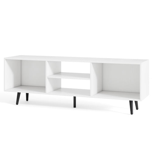 47.5 Inches TV Stand for 55-Inch TV with Compartments and Metal Legs, White