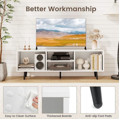 47.5 Inches TV Stand for 55-Inch TV with Compartments and Metal Legs, White Entertainment Centers & TV Stands at Gallery Canada