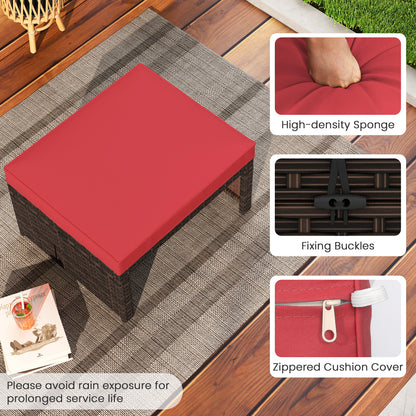 Multipurpose Outdoor 2 Pieces Patio PE Rattan Ottomans Footstool, Red Outdoor Seating & Patio Chairs at Gallery Canada