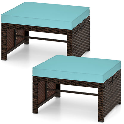 Outdoor Patio PE Rattan Ottoman, Turquoise Outdoor Seating & Patio Chairs at Gallery Canada