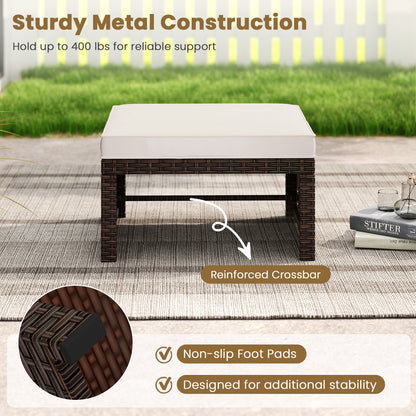 Multipurpose Outdoor 2 Pieces Patio PE Rattan Ottomans Footstool, White Outdoor Seating & Patio Chairs at Gallery Canada