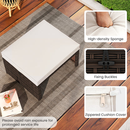 Multipurpose Outdoor 2 Pieces Patio PE Rattan Ottomans Footstool, White Outdoor Seating & Patio Chairs at Gallery Canada