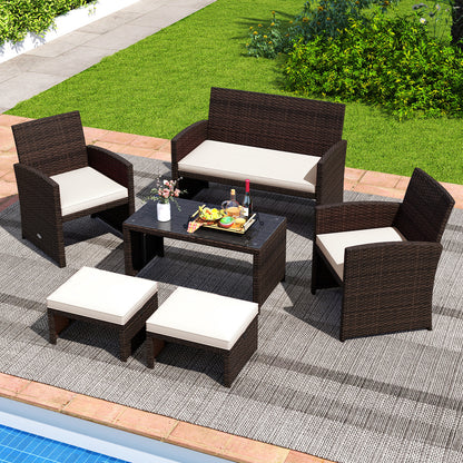 Multipurpose Outdoor 2 Pieces Patio PE Rattan Ottomans Footstool, White Outdoor Seating & Patio Chairs at Gallery Canada