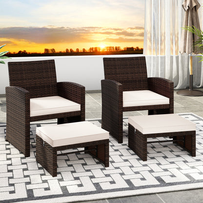 Multipurpose Outdoor 2 Pieces Patio PE Rattan Ottomans Footstool, White Outdoor Seating & Patio Chairs at Gallery Canada