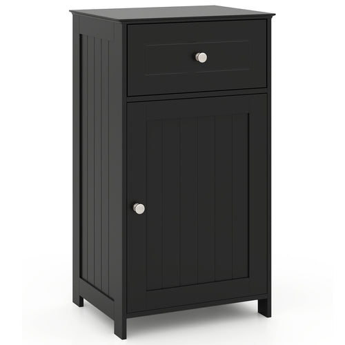 Single Door Bathroom Cabinet with Adjustable Shelf and Drawer, Black