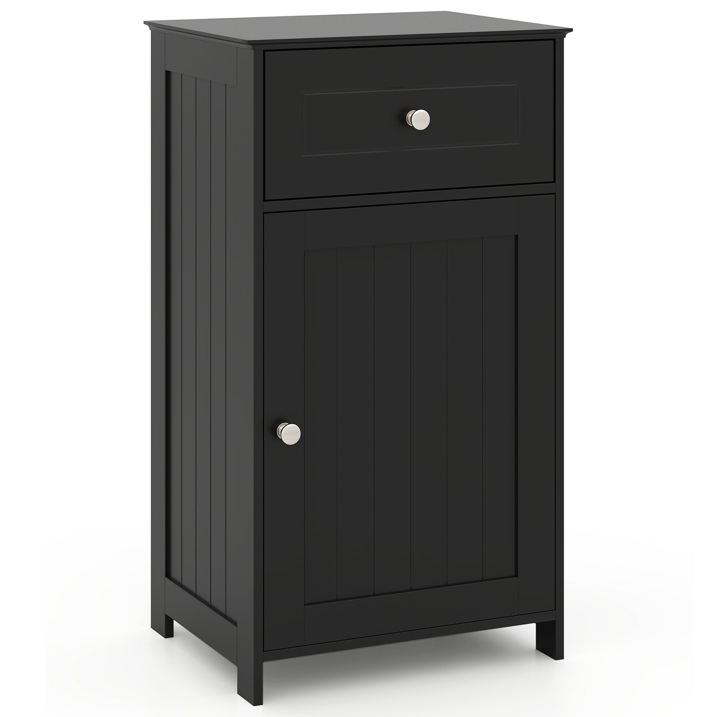Single Door Bathroom Cabinet, Adjustable Shelf, Drawer, Black Floor Cabinets Black at Gallery Canada