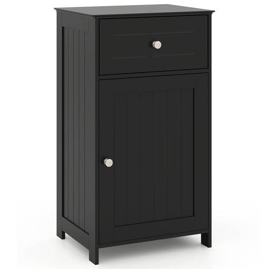 Single Door Bathroom Cabinet, Adjustable Shelf, Drawer, Black Floor Cabinets Black at Gallery Canada