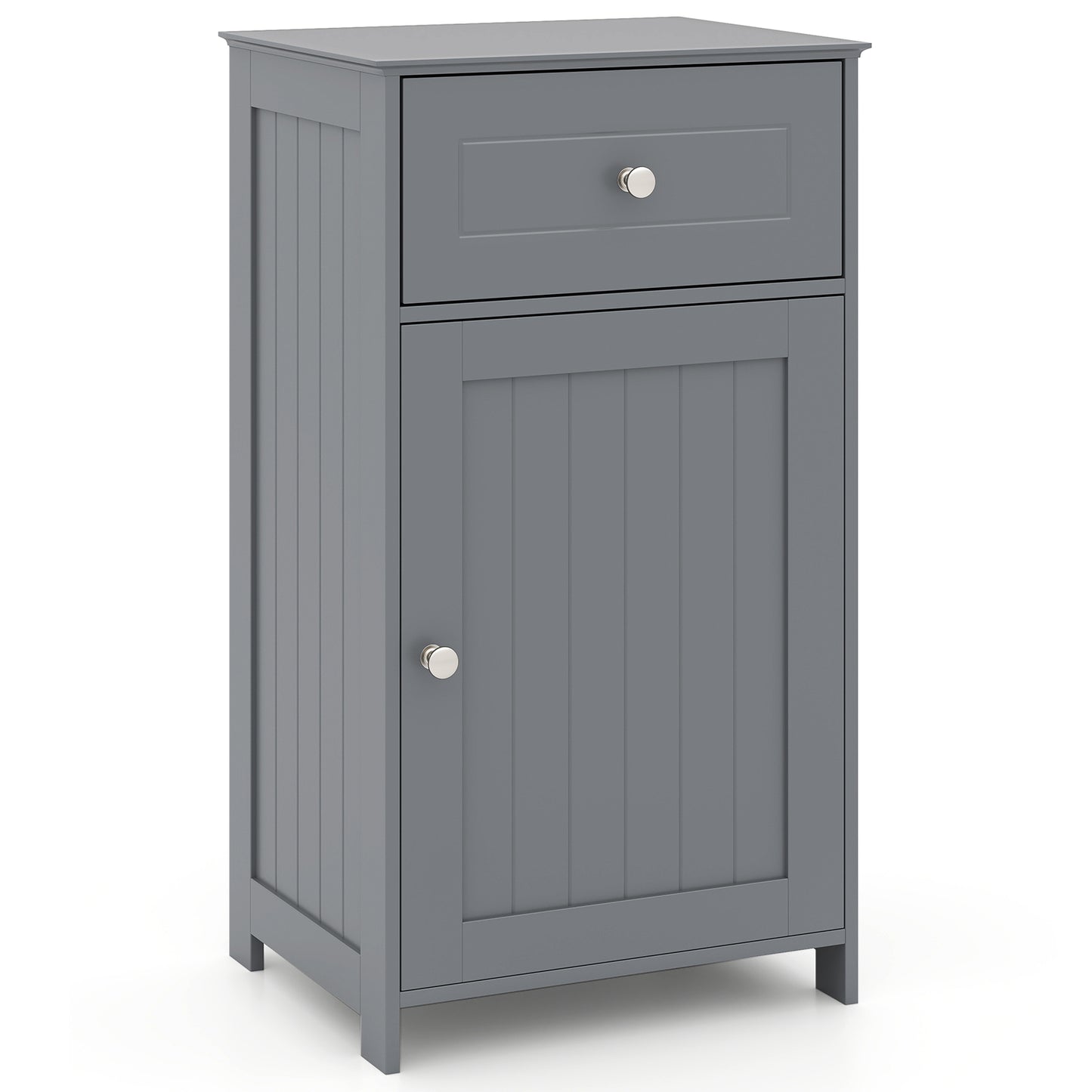 Single Door Bathroom Cabinet, Adjustable Shelf And Drawer, Gray