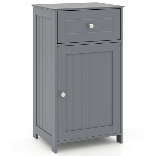Single Door Bathroom Cabinet, Adjustable Shelf And Drawer, Gray