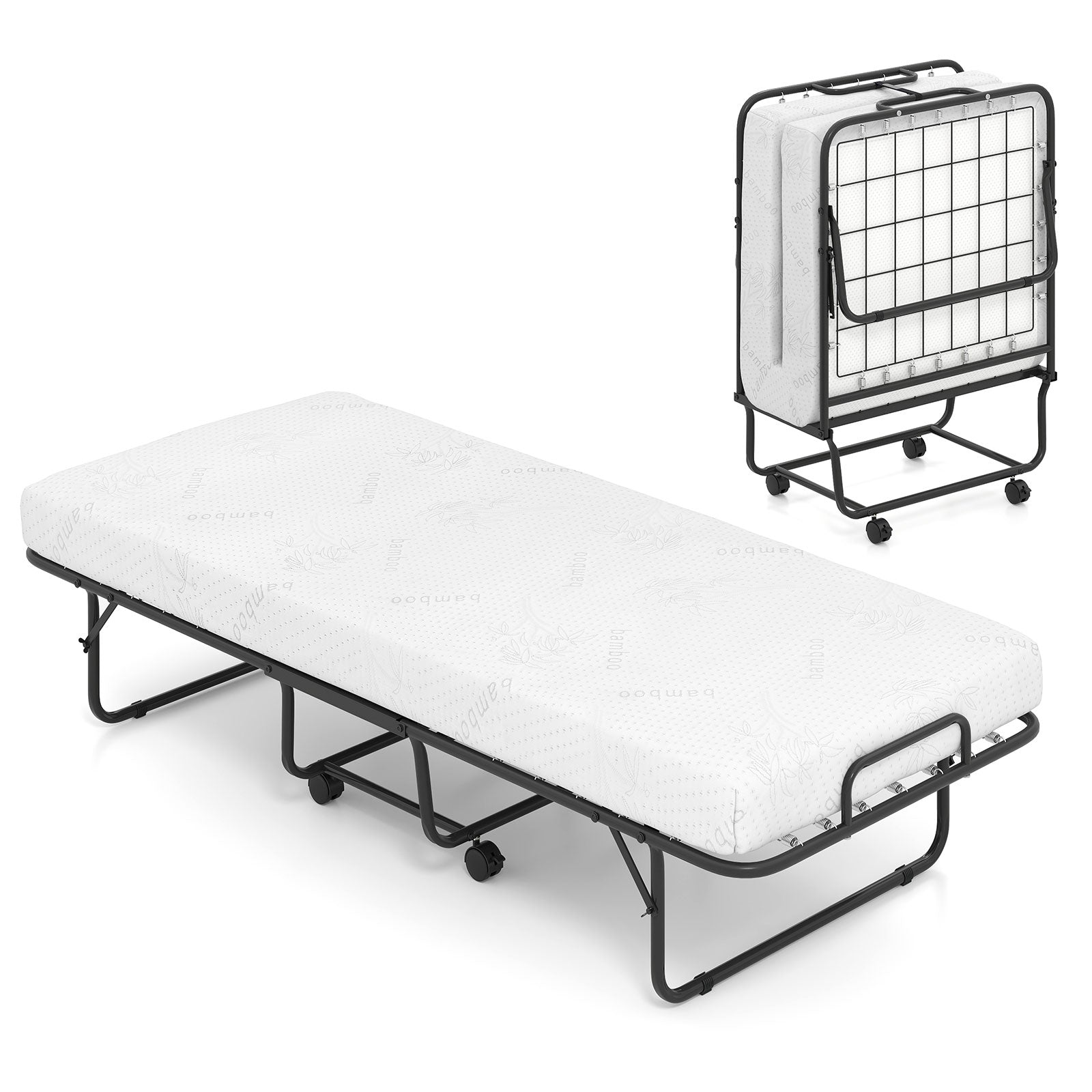 Cot Size Folding Bed Frame, Memory Foam Mattress, Metal Frame Folding Beds Options at Gallery Canada