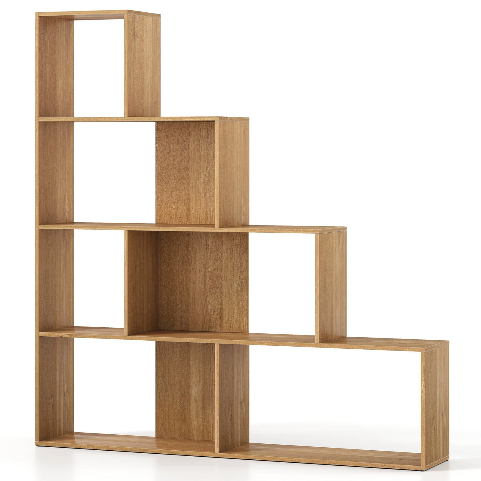 4-Tier Bookshelf Stair Bookcase with 6 Cubes Display Rack, Natural Bookcases Natural at Gallery Canada
