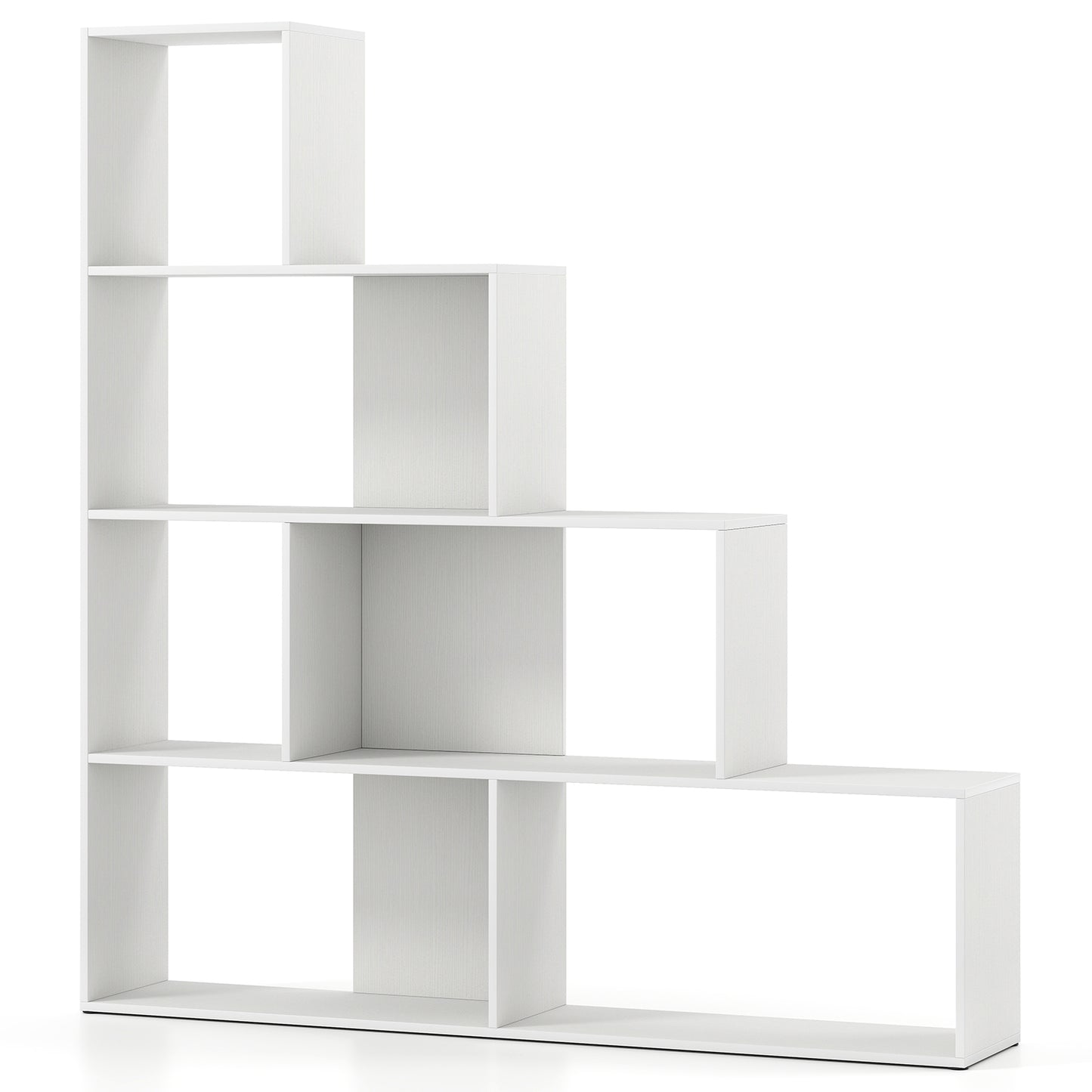 4-Tier Bookshelf Stair Bookcase with 6 Cubes Display Rack, White Bookcases White at Gallery Canada