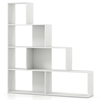 4-Tier Bookshelf Stair Bookcase with 6 Cubes Display Rack, White Bookcases White at Gallery Canada