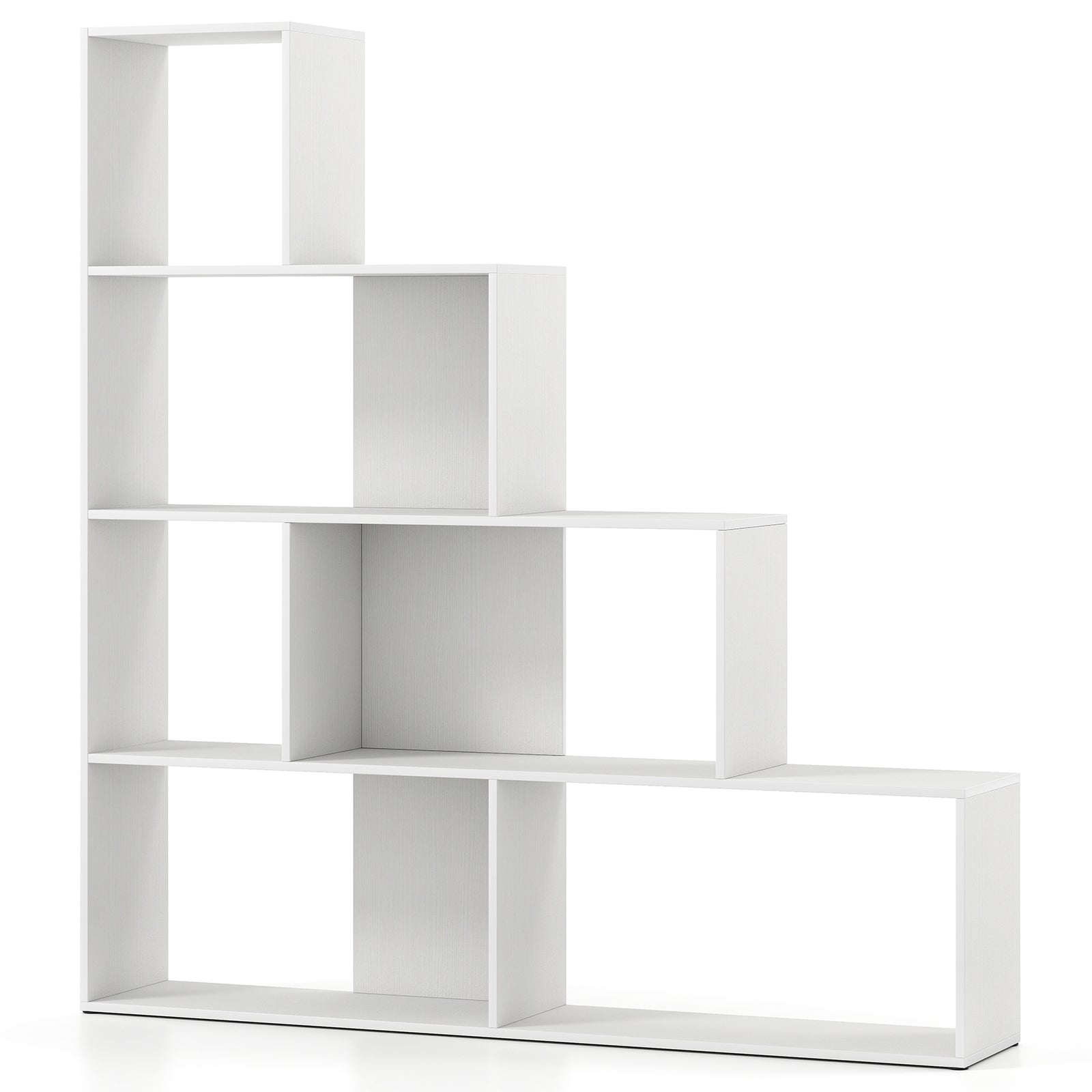 4-Tier Bookshelf Stair Bookcase with 6 Cubes Display Rack, White Bookcases at Gallery Canada