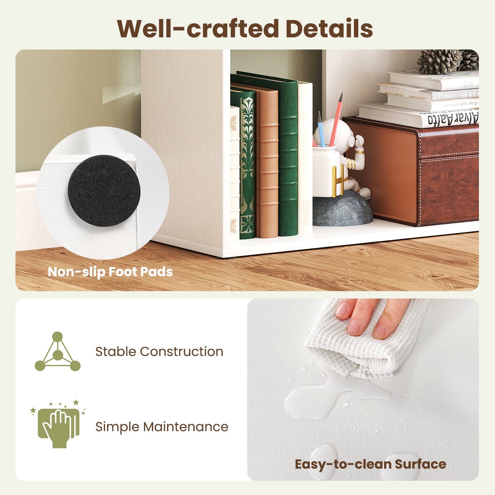 4-Tier Bookshelf Stair Bookcase with 6 Cubes Display Rack, White Bookcases at Gallery Canada