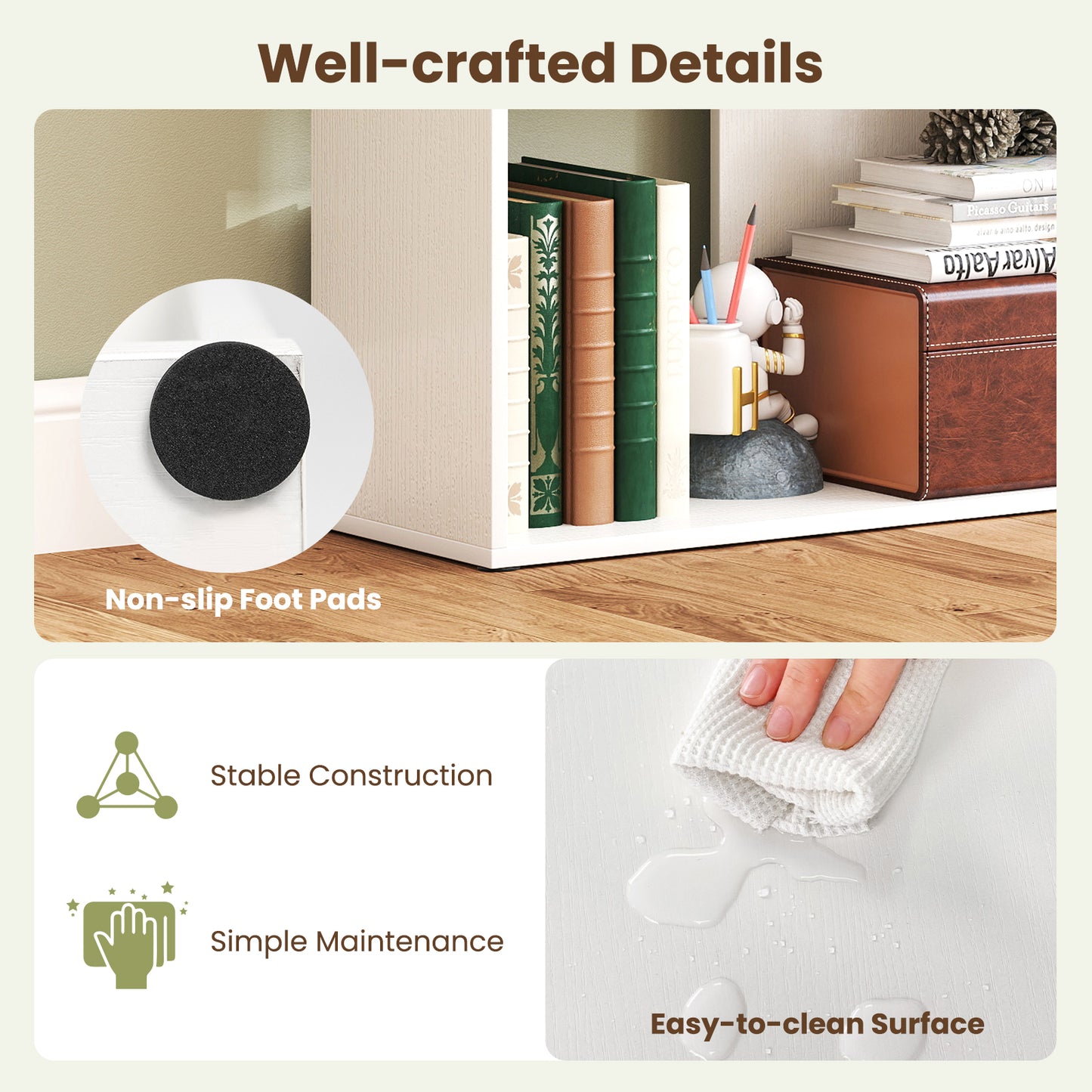 4-Tier Bookshelf Stair Bookcase with 6 Cubes Display Rack, White Bookcases at Gallery Canada