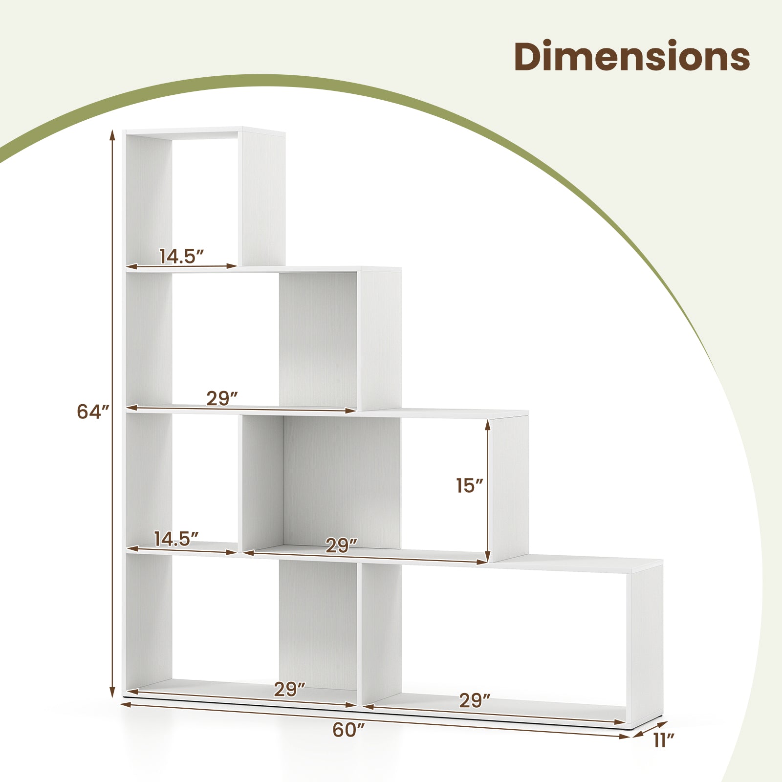 4-Tier Bookshelf Stair Bookcase with 6 Cubes Display Rack, White Bookcases at Gallery Canada
