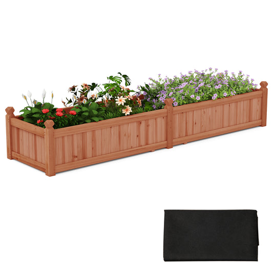 91 x 24 x 16 Inch Divisible Planter Box, Corner Drainage, Non-Woven Liner, Brown Raised Garden Beds Brown at Gallery Canada