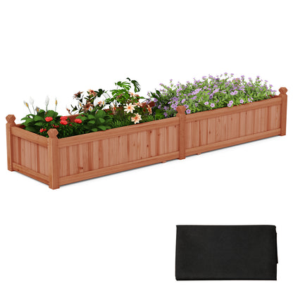91 x 24 x 16 Inch Divisible Planter Box, Corner Drainage, Non-Woven Liner, Brown Raised Garden Beds Brown at Gallery Canada