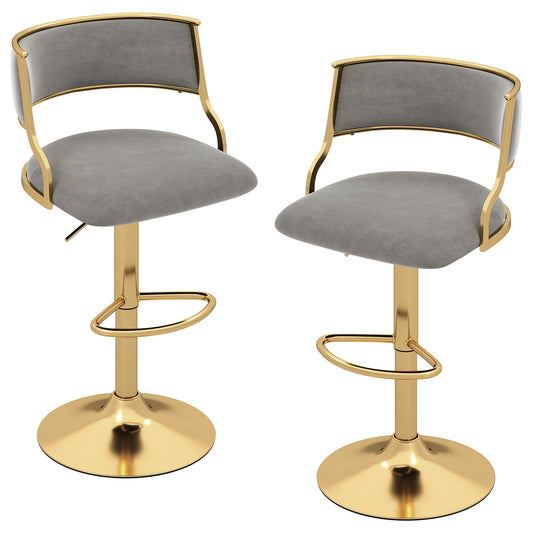 Swivel Bar Stool Set, Height Adjustable Island Stools, Gray Bar Stools Gray at Gallery Canada