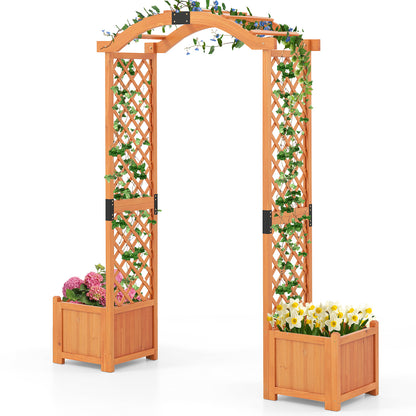 Wooden Garden Arbor With Planter And Trellis, Orange Outdoor Decor at Gallery Canada