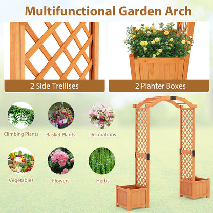 Wooden Garden Arbor With Planter And Trellis, Orange Outdoor Decor at Gallery Canada