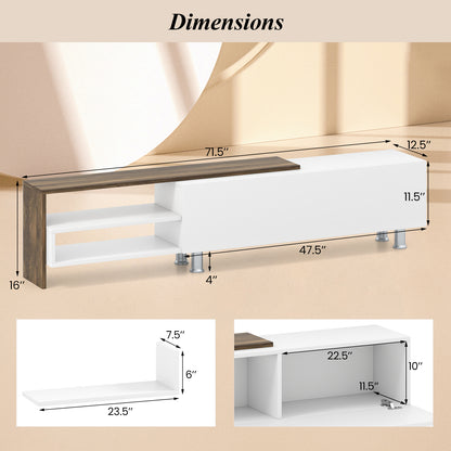 3 Pieces Farmhouse TV Stand for TVs up to 80 Inch with Cabinet and Compartments, White Entertainment Centers & TV Stands at Gallery Canada