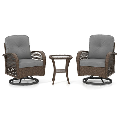 3 Piece Patio Swivel Rocker Set, With Glass Side Table, Gray Patio Rocking Chairs & Gliders at Gallery Canada