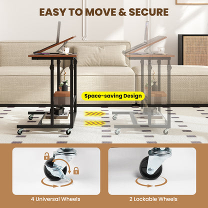 Mobile Height Adjustable Standing Desk, Tilting Tabletop, Brown Standing Desks at Gallery Canada