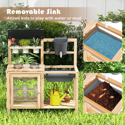 Mud Kitchen Playset with Sink and Plants Observation Room, Natural Play Kitchen Sets at Gallery Canada