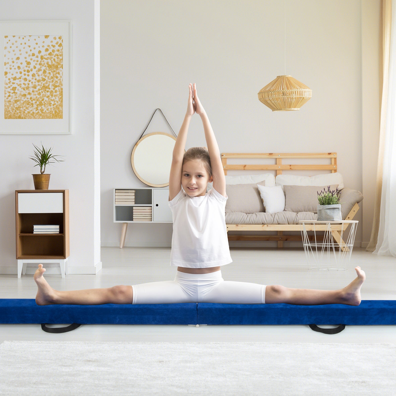 9 FT Folding Gymnastics Balance Beam with Anti-slip Base and Pine Wood Frame, Blue Yoga & Gym Mats at Gallery Canada