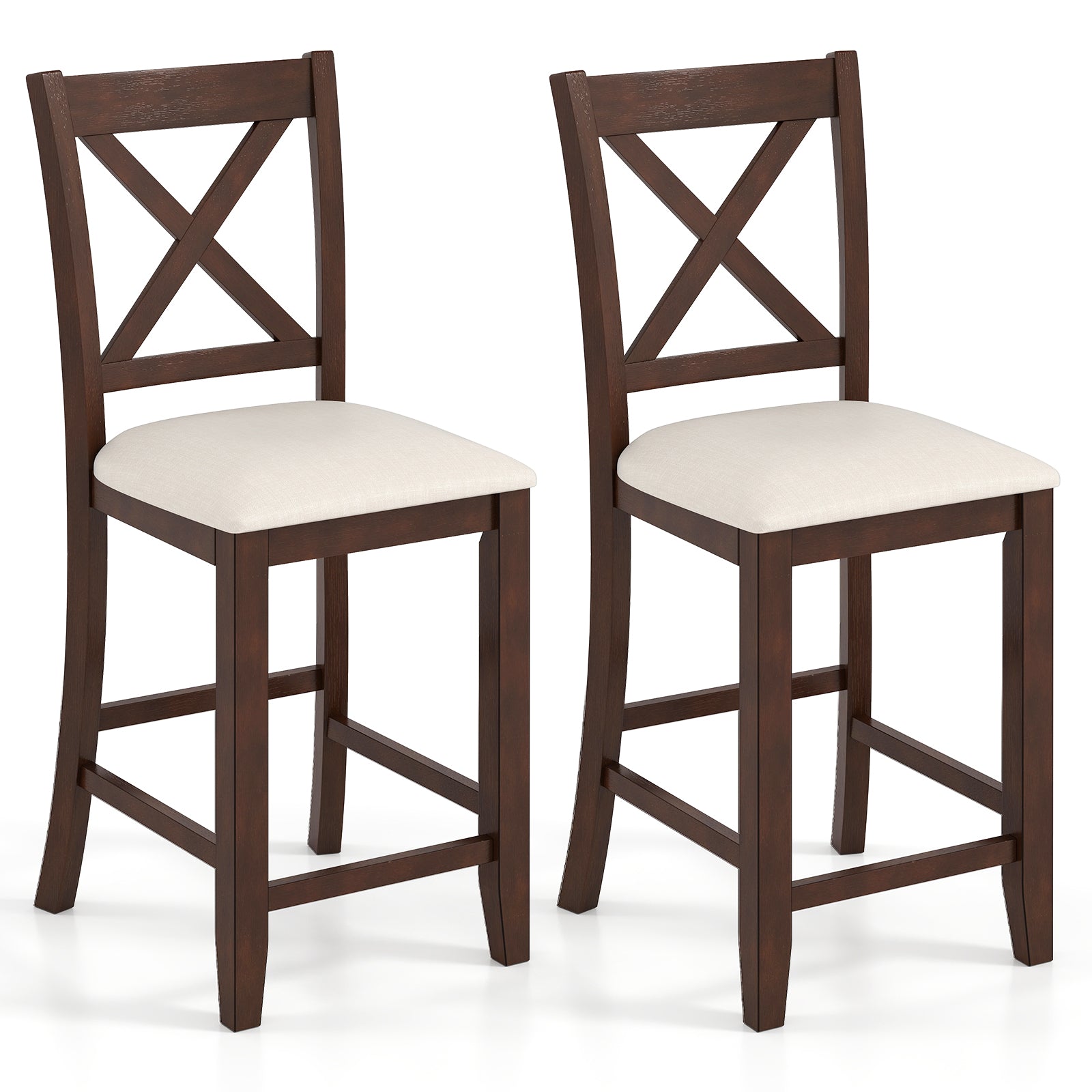 Modern Farmhouse Counter Height Stools, With Footrest And Cushion, Walnut Bar Stools Walnut at Gallery Canada