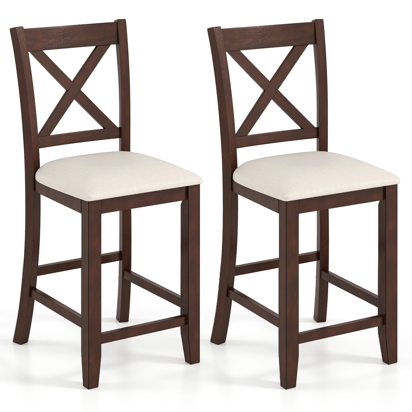 Modern Farmhouse Counter Height Stools, With Footrest And Cushion, Walnut Bar Stools Walnut at Gallery Canada