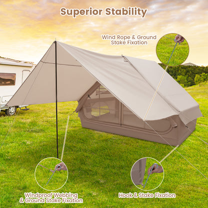 4-6 People Inflatable Camping Tent with Porch and Carrying Bag, Beige Tents at Gallery Canada