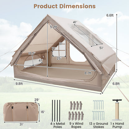 4-6 People Inflatable Camping Tent with Porch and Carrying Bag, Beige Tents at Gallery Canada