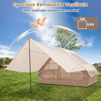 4-6 People Inflatable Camping Tent with Porch and Carrying Bag, Beige Tents at Gallery Canada