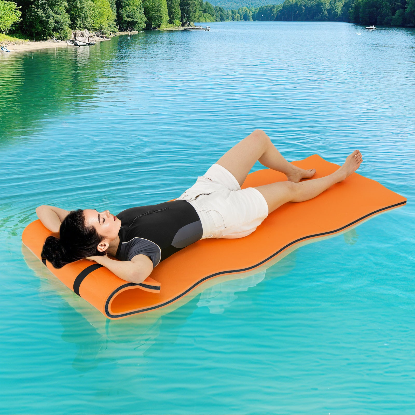 3-layer Tear-resistant Relaxing Foam Floating Pad, Orange Swimming at Gallery Canada
