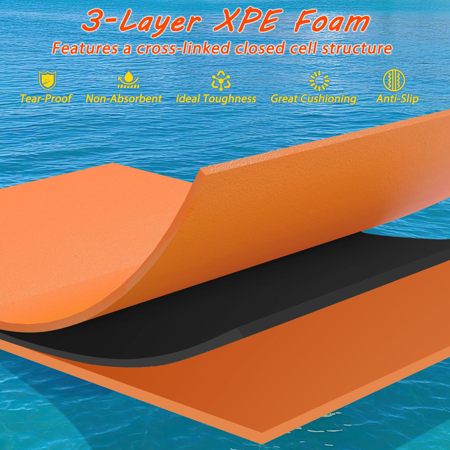 3-layer Tear-resistant Relaxing Foam Floating Pad, Orange Swimming at Gallery Canada
