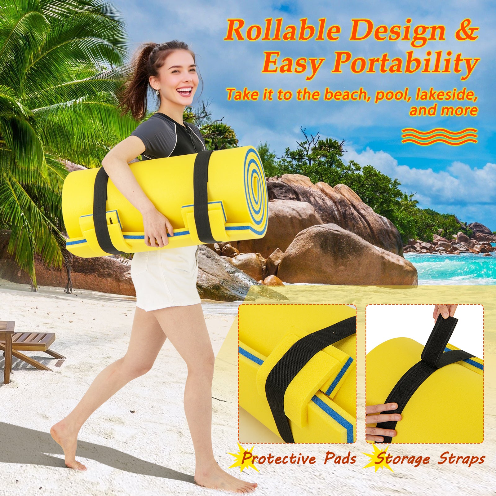 3-layer Tear-resistant Relaxing Foam Floating Pad, Yellow Swimming at Gallery Canada